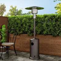 13KW Gas Powered Patio Heater Freestanding With Wheel, Brown