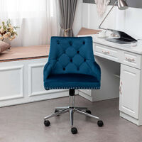 Blue Velvet Executive Office Chair Swivel Study Computer Desk Chair Gas Lift