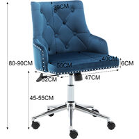 Blue Velvet Executive Office Chair Swivel Study Computer Desk Chair Gas Lift