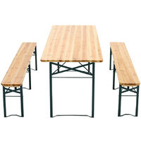Set of 3 Garden Folding Wooden Bench Table Chairs Set