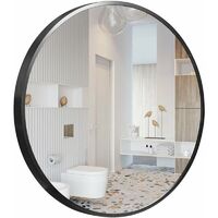 Modern Slim Frame Round Mirror, Black 80cm