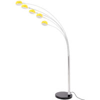 84"H 5 Arms Arch Floor Lamp with Marble Base,Yellow