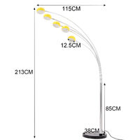 84"H 5 Arms Arch Floor Lamp with Marble Base,Yellow