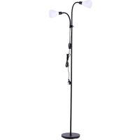 Livingandhome Adjustable Standing Double Headed Floor Lamp, Black