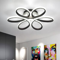 Modern Petal LED Chandelier Ceiling Light, Black 58CM Cool White
