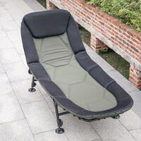 Folding Outdoor Sun Lounger Recliner Chair Padded Bed Fishing Camping Garden