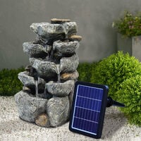 Natural Slate Garden Water Feature Outdoor LED Fountain Waterfall Solar Powered
