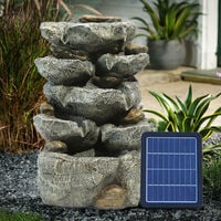 Natural Slate Garden Water Feature Outdoor LED Fountain Waterfall Solar Powered