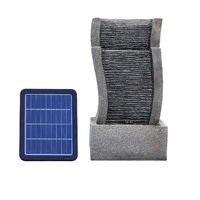 Vertical Slate Solar Water Fountain Feature with 6 LED Light Falls Garden Decor