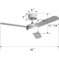 42'' Silver Ceiling Fan with LED Light Kit, 3 Blades and Remote Control