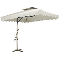 2.5M Patio Garden Parasol Cantilever Hanging Umbrella with Rectangular Base, Beige