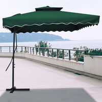 2.5M Patio Garden Parasol Cantilever Hanging Umbrella with Cross Base, Dark Green