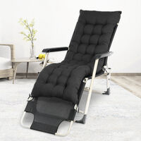 Sun Lounger Cushion Pad Garden In/Outdoor Recliner Chair Seat Pads,Black