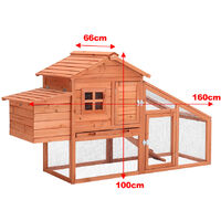 2 Tiers Wooden Chicken Hen Coop Poultry House with Nest Box, Brown