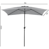 2x3M Parasol Umbrella Patio Sun Shade Crank Tilt with Round Base, Light Grey