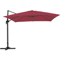 3M Large Garden Roma Tilting Aluminium Cantilever Parasol With Cross Base, Wine Red