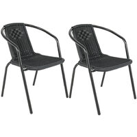 Set of 2 Black Garden Patio Metal Wicker Stacking Chairs