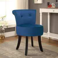 Velvet Padded Vanity Stool Small Dining Chair Dressing Table Seat , Blue