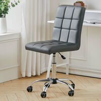 Mid Back Armless Faux Leather Swivel Office Chair, Grey