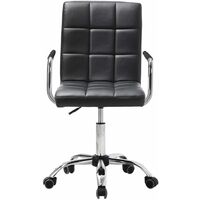 Mid Back Faux Leather Swivel Office Chair, Black