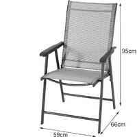 Set of 7 Garden 120CM Rectangle Glass Umbrella Table and Folding Chairs Set