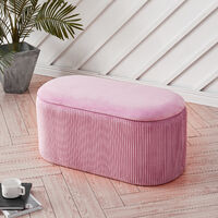 Velvet Ottoman Storage Box Pouffe Seat Stool Footstool Storage Bench, Pink