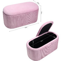 Velvet Ottoman Storage Box Pouffe Seat Stool Footstool Storage Bench, Pink
