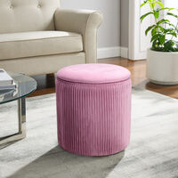 Velvet Ottoman Storage Box Pouffe Seat Stool Footstool Low Stool, Pink