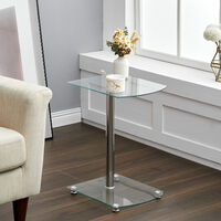 Sofa Side End Table Glass Coffee Table Lamp Stand Living Room Bedroom Furniture