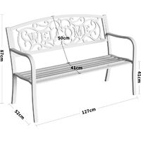 Modern Garden Bench Cast Iron WELCOME Backrest Patio Chair Metal Outdoor Seating