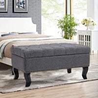 Linen Upholstered Chesterfield Buttoned Footstool, Grey