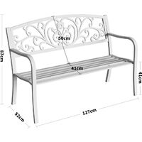 Metal Garden Bench 2-3 Seater Porch Patio Park Chair Seat Outdoor Black Armchair