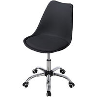 Adjustable Swivel Office Chair PU Padded, Black