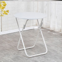 Livingandhome 70CM Round Foldable Dining Table, White