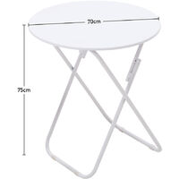 Livingandhome 70CM Round Foldable Dining Table, White