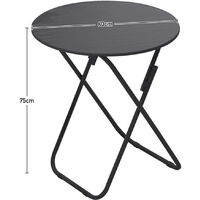 Livingandhome 60CM Round Foldable Dining Table, Black