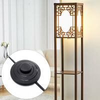 3-in-1 Wooden & Linen Floor Lamp with Shelves Units,Walnut Window