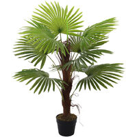 Artificial Fan Palm Tree Green Plant in Pot, 90CM