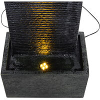 Livingandhome Rectangle Waterfall Stone Look Water Fountain with LED Light, Black