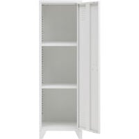 Metal Filing Cabinet Unit FreeStanding Cupboard Tall Garage Parts Hardware Shelf, White