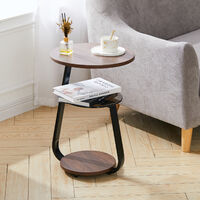 3-Tier Round Wood and Glass Coffee Table Sofa Side Table