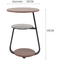 3-Tier Round Wood and Glass Coffee Table Sofa Side Table