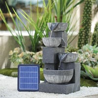 4 Tier Garden Bowl Fountain Resin Water Feature LED Backlight Cascading Outdoor