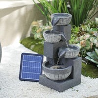 4 Tier Garden Bowl Fountain Resin Water Feature LED Backlight Cascading Outdoor