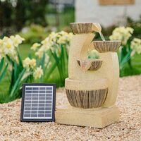 Outdoor Solar Water Feature Fountain LED Lights Cascade 4 Tier Garden Statues Decors