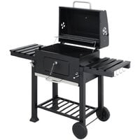 Large BBQ Grills Stove Trolley Barbecue Cart Built in Thermometer with Wheels, 138x48.5x108cm
