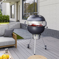 Outdoor Camping 2-In-1 Kettle BBQ Grill Charcoal Barbecue Stove with Pizza Oven