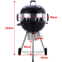 Outdoor Camping 2-In-1 Kettle BBQ Grill Charcoal Barbecue Stove with Pizza Oven