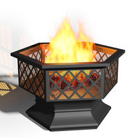 Fire Pit Hexagon Garden Patio Outdoor Firepit Heater Brazier Burner