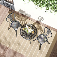 Cast Aluminum Outdoor 3 Piece Bistro Set Garden Table and Chairs Black